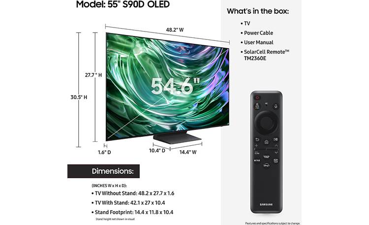 Samsung 55" Class OLED S90D HDR 4K Smart TV QN55S90D