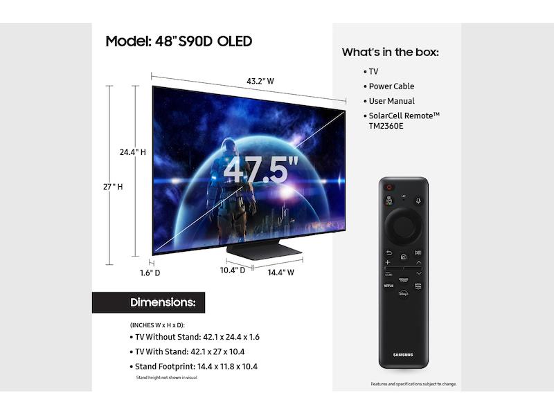 Samsung 48" Class OLED S90D HDR 4K Smart TV QN48S90DAEXZA